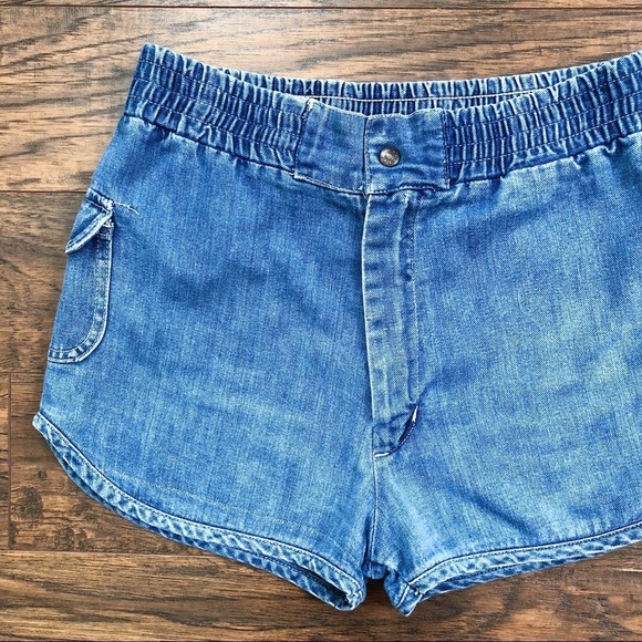 vintage • 70s high waisted denim shorts mini booty super high rise 1970s retro - Picture 3 of 8